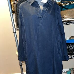 Quince Blue Long Sleeve Polo Dress